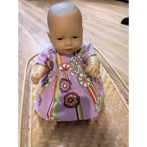 Vintage Berenguer Baby Doll Realistic Newborn 15" JC Toys Purple Floral Dress